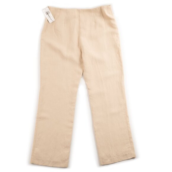 NEW DANA BUCHMAN tan cream flax linen blend pants size 16 - Picture 3 of 10